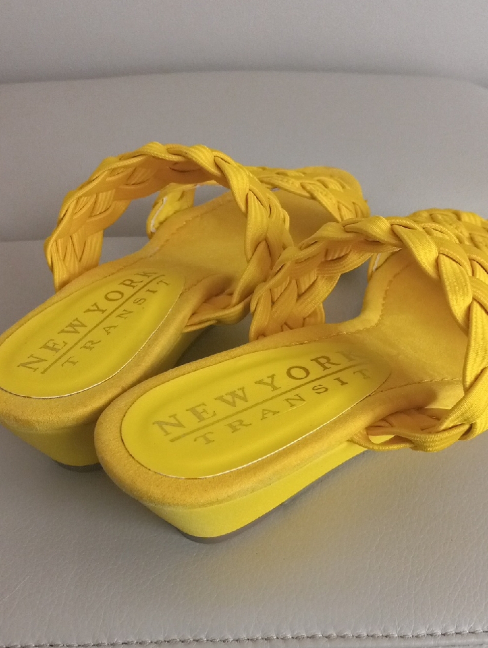 New York Transit Yellow Braided Double-Strap Slide Mules Size 7.5M - Picture 12 of 16